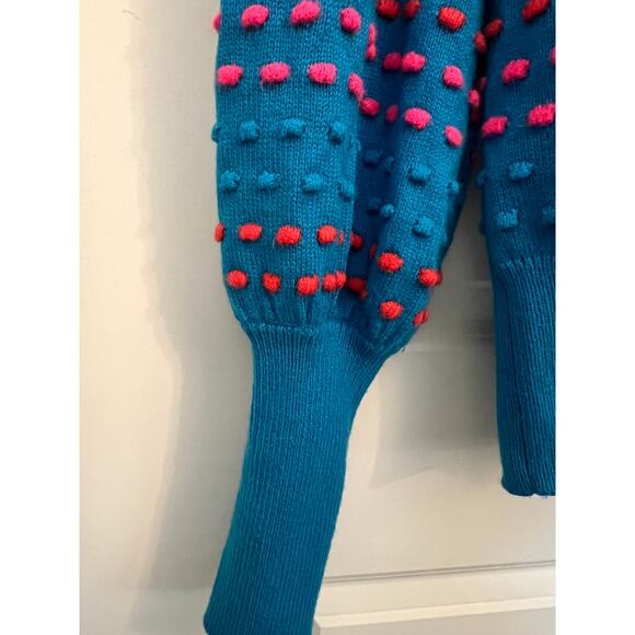 Lilly Pulitzer Dopamine Dressing Robena V-Neck M sweater Teal Bay striped bobble - Picture 8 of 9